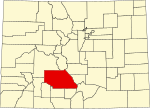 State map highlighting Saguache County