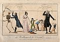 Les Malheurs de la Vaccine (Ekonomik açıdan aşılamanın tarihi: Satılık bir eczane; modası geçmiş bir inokülist işyerini satıyor; Jenner, solda, neşterle bir iskeleti takip ediyor)