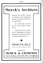 Ad for the January 1906 edition of the Merck's Archives