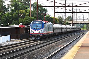 The Silver Meteor passing Odenton station in 2014