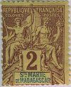 French postage stamp from 1892 for the colony of Sainte Marie de Madagascar