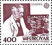 Alexander Fleming O descobridor da penicilina retratado em um selo.