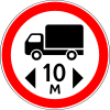 Minimum safe following distance between vehicles