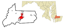 Location in Wicomico County in the state of Maryland, USA.