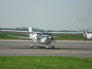 The new Cessna 182s of Oxford Aviation Academy at London Oxford Airport for easyJet Cadet Pilot Programme multi-crew pilot license training". (May 2012)