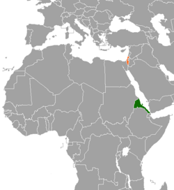 Map indicating locations of Eritrea and Israel