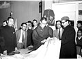 Dalai Lama visits the Kashmir Art Emporium at Calcutta, during his visit to the city, on January 21, 1957