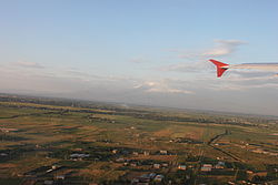 Hayanist as seen from the air in the background