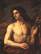 Orfeus håller en violin.