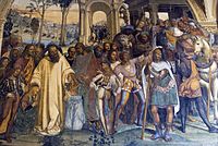 Come Benedetto riceve li due giovanetti romani Mauro e Placido, 1503-1504, Monte Oliveto Maggiore abadia.
