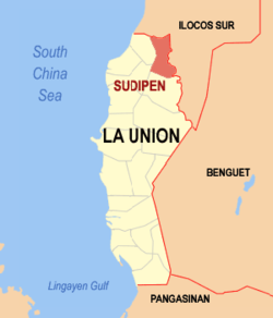 Map of La Union with Sudipen highlighted