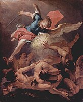 Michael battles the rebel angels, by Sebastiano Ricci, c. 1720