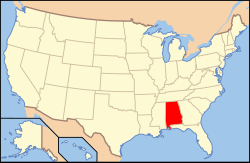 محل آلاباما در نقشه ایالات متحده