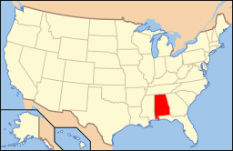 Alabamas läge i USA