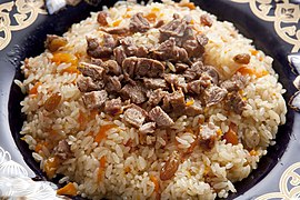 Pilaf (O'sh), a national dish in the cuisines of Central Asia