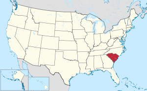 Map of the United States highlighting South Carolina