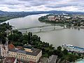 Esztergom, the Mária Valréria Bridge and the Danube from the Castle