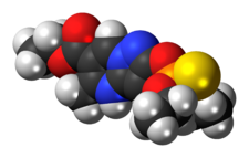 Space-filling model of the pyrazophos molecule