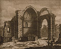 1714 drawing of ruined church over St George's tomb by Cornelis de Bruijn