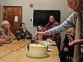 Adding candles to the cake
