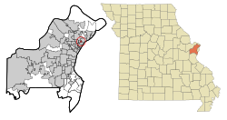 Location of Country Club Hills, Missouri