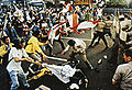 Image 22University students and police forces clash in May 1998 (from History of Indonesia)