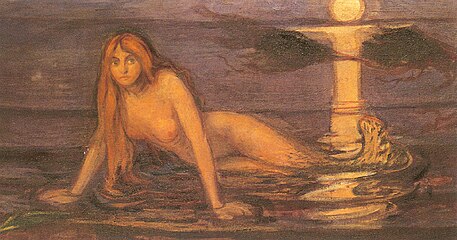 Lady From the Sea (detail), 1896, oil on canvas. .mw-parser-output .frac{white-space:nowrap}.mw-parser-output .frac .num,.mw-parser-output .frac .den{font-size:80%;line-height:0;vertical-align:super}.mw-parser-output .frac .den{vertical-align:sub}.mw-parser-output .sr-only{border:0;clip:rect(0,0,0,0);clip-path:polygon(0px 0px,0px 0px,0px 0px);height:1px;margin:-1px;overflow:hidden;padding:0;position:absolute;width:1px}100 cm × 320 cm (39+1⁄2 in × 126 in)