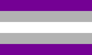 The graysexual pride flag, in which the gradations of gray represent intermediate sexuality[33]