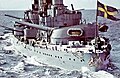 Image 10Coastal defence ship of the Swedish Navy HM Pansarskepp Gustaf V (Agfacolor photo until 1957) (from History of Sweden)