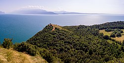 View of the natural reserve of 900,000 square meters from the peak of Rocca di Manerba del Garda.