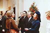 Carol Thatcher (left) with Jimmy Carter (President of the United States) and her mother Margaret (middle right)
