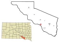 Location in Charles Mix County and the state of South Dakota