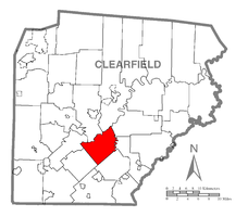 Map of Clearfield County, Pennsylvania highlighting Knox Township