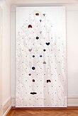 A DIY climbing wall with a hole pattern that replicates Fitz Roy's famous peak
