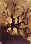 Pieuvre avec les initiales V.H., ("Octopus with the initials V.H."), 1866.