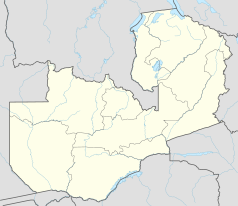 Mapa konturowa Zambii, na dole znajduje się punkt z opisem „Lusaka”