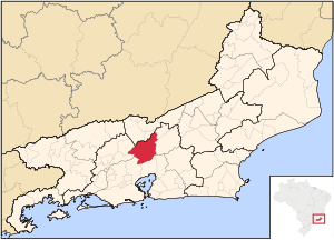 Location of Petrópolis in the state of Rio de Janeiro
