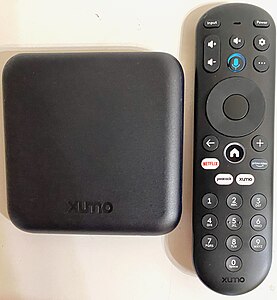 A Xumo Stream Box digital media player device, which will be distributed by Xfinity and Spectrum, along with retail stores.