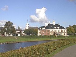 Ommen city centre with Vecht in the foreground