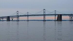 The Chesapeake Bay Bridge at dusk