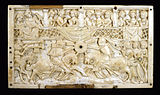 French Gothic ivory Box Lid with a Tournament, 14th century (Walters 71274)