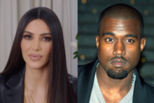 A collage of Kanye West and Kim Kardashian
