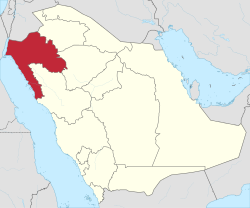 Map of Saudi Arabia with Tabuk highlighted
