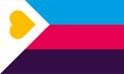 A polyamory pride flag designed by Red Howell. The design was chosen in 2022, selected from four candidates via an online survey conducted by the blog PolyamProud.[202][203]
