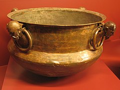 Mušov cauldron. A Roman bronze cauldron found in 1988 in a Germanic chieftains grave in Mušov, Czech Republic dating to 2nd century AD.