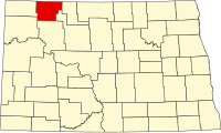 バーク郡の位置を示したノースダコタ州の地図