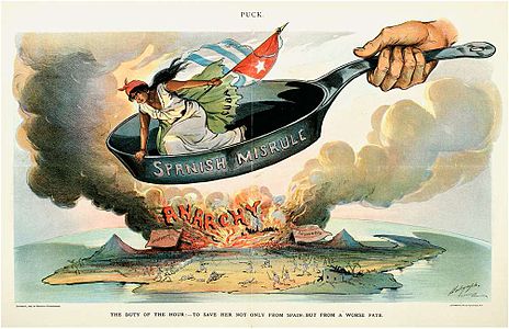Urging war with Spain over Cuba, 1898