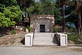 Mayan Revival entrance to the Southwest Museum (a primarily Mission Revival complex) in Los Angeles, United States, incorporating elements from Chenes and Puuc architecture.