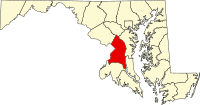 Графство принца Георга на мапі штату Меріленд highlighting