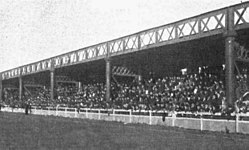 Grandstand built under a railway viaduct, 1909